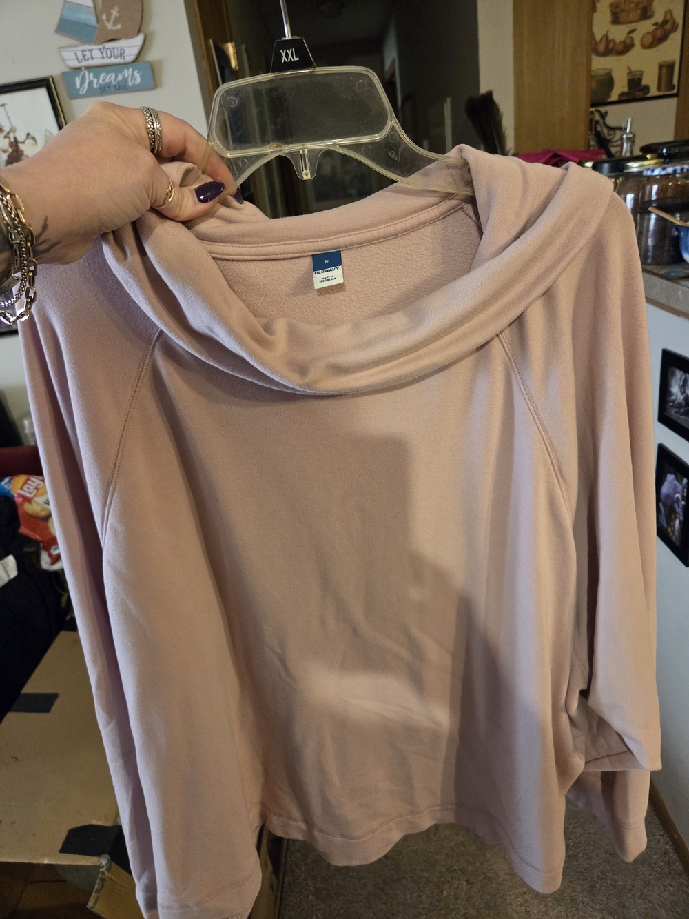 Old Navy Women's Dusty Pink Cowl Neck Sweater